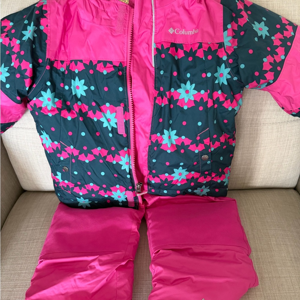 Columbia Hot Pink and Teal Floral Kids' Snow Outfit